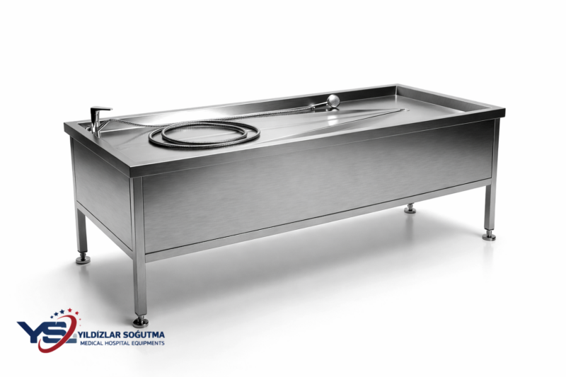 Paslanmaz çelik gasil masası Teneşir masası cenaze yıkama ünitesi