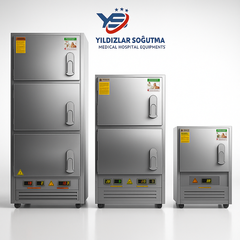 Morg ünitesi ve morg dolabı ihtiyaçlarınız için, projeye özel çözümler sunan Yıldızlar Soğutma, hastane, belediye, üniversite, adli tıp, mezarlıklar ve özel sağlık kuruluşları için profesyonel imalat yapmaktadır. Üretimini yaptığımız 1 kişilik, 2 kişilik ve 3 kişilik morg dolapları, kullanım alanına göre yandan yüklemeli veya baştan yüklemeli olarak tasarlanır. Tüm morg ünitelerimiz; Paslanmaz çelik gövde, Hijyenik ve kolay temizlenebilir iç yapı, Enerji tasarruflu soğutma sistemi, Sessiz ve verimli çalışma prensibi özellikleriyle uzun ömürlü ve güvenilirdir. Morg alanları için olmazsa olmaz olan gasil masası, ergonomik tasarım ve yüksek hijyen standardı ile üretilir; su ve atık tahliye sistemleri, paslanmaz yüzey yapısı ve kolay temizlik avantajı sunar. Yıldızlar Soğutma olarak sadece imalat değil, aynı zamanda morg teknik servis, bakım, onarım, tadilat ve yenileme hizmetleri de veriyoruz. Mevcut morg dolaplarınızın kapasitesini artırma, izolasyonunu yenileme, soğutma grubunu değiştirme gibi işlemleri uzman ekibimizle kısa sürede tamamlıyoruz. Özel talepler için klimalı tabut (soğutuculu tabut) üretimi de yaparak cenaze nakil ve bekletme süreçlerinde güvenli sıcaklık kontrolü sağlıyoruz. Tüm ürünlerimizde kalite, güven, zamanında teslimat ve satış sonrası destek prensibini benimsiyoruz. Projelerinize en uygun morg ünitesi ve morg dolabı çözümleri için bizimle iletişime geçebilir, keşif ve fiyat teklifi talep edebilirsiniz.