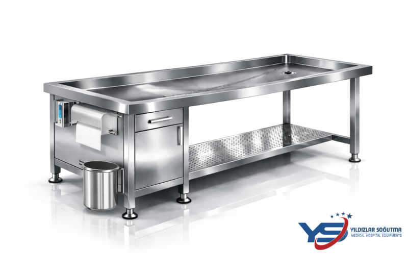 Paslanmaz çelik cenaze yıkama masası YS 003 R-XLİNE DX – Yıldızlar Soğutma morg ve gasilhane ekipmanı