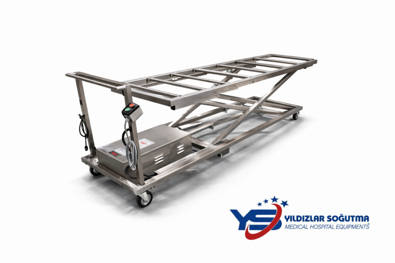 AISI 304 paslanmaz çelik gövdeli şarjlı elektrikli cenaze kaldırma lifti, 250 kg kapasiteli morg taşıma ve cenaze transfer lifti